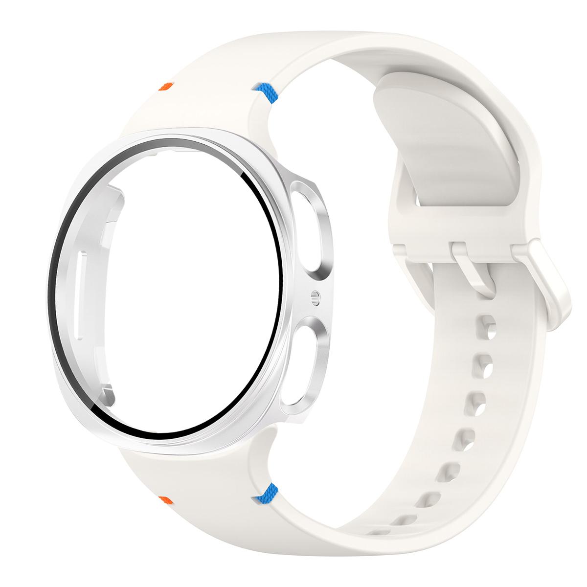 

Силиконовый ремешок для Samsung Galaxy Watch 8 40 44 мм с чехлом Защитная пленка на экран Бампер для умного ремешка Наручные аксессуары Watch 8 40mm-(20mm)