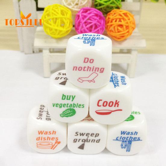 25MM Housework Dice - Fun Chore Assignment Game, Six-sided Patterned Rounded Corner, Cute Family Housework Dice