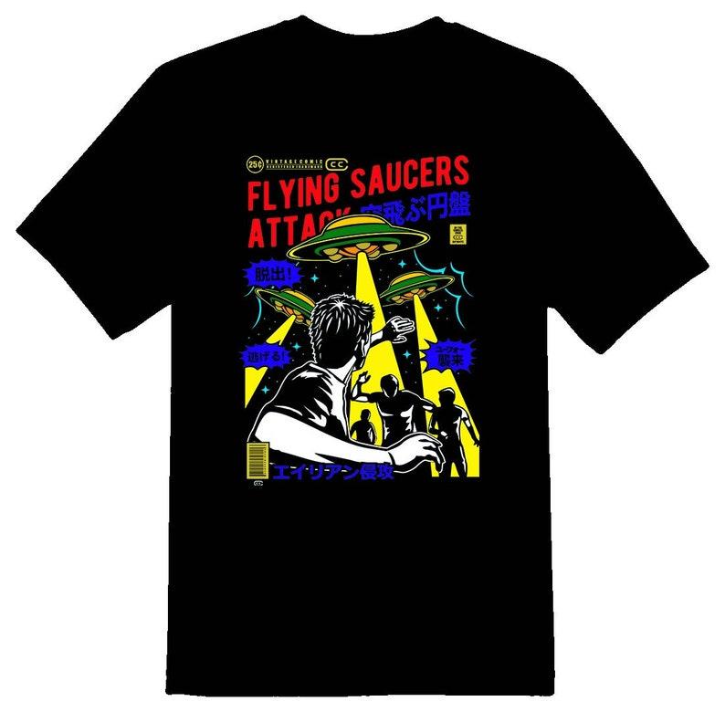 Flying Saucers Attack in color Tee Shirt 100