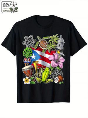 Puerto Rico Boricua Coqui Frosch Taino Sonne Puerto Ricanische Flagge 100% Baumwoll-T-Shirt