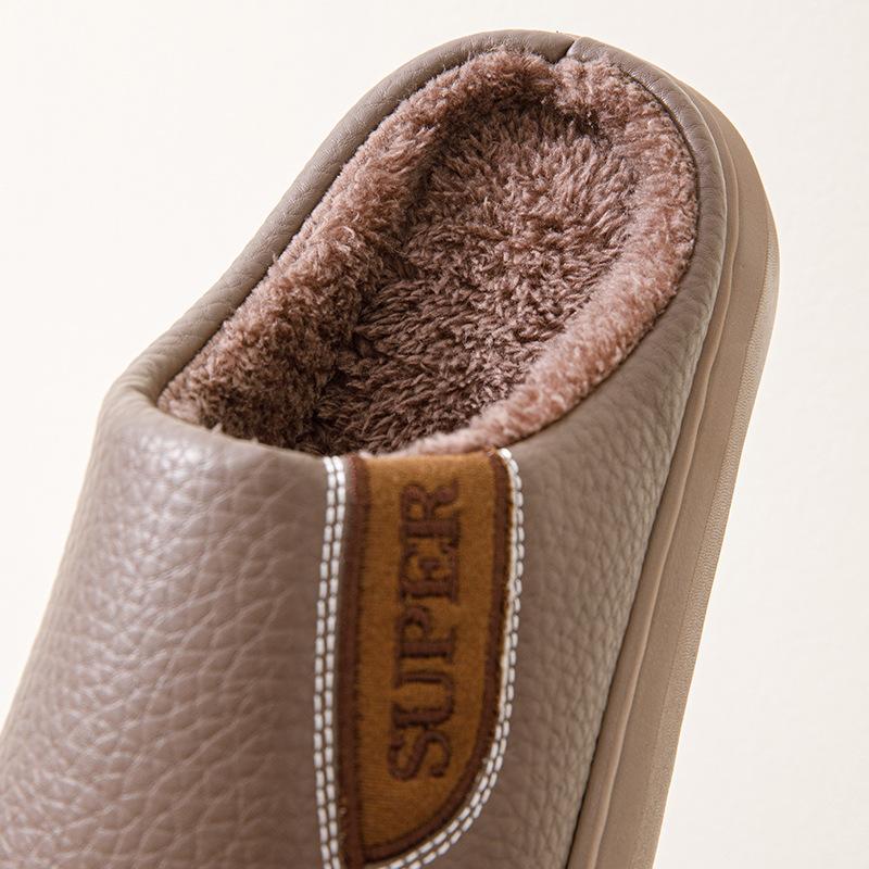 Winter Baumwollpantoffeln Herren Übergröße Haushalt Innen Nichtrutschend Warm Baumwollschuhe mit Samt Dicke Sohle