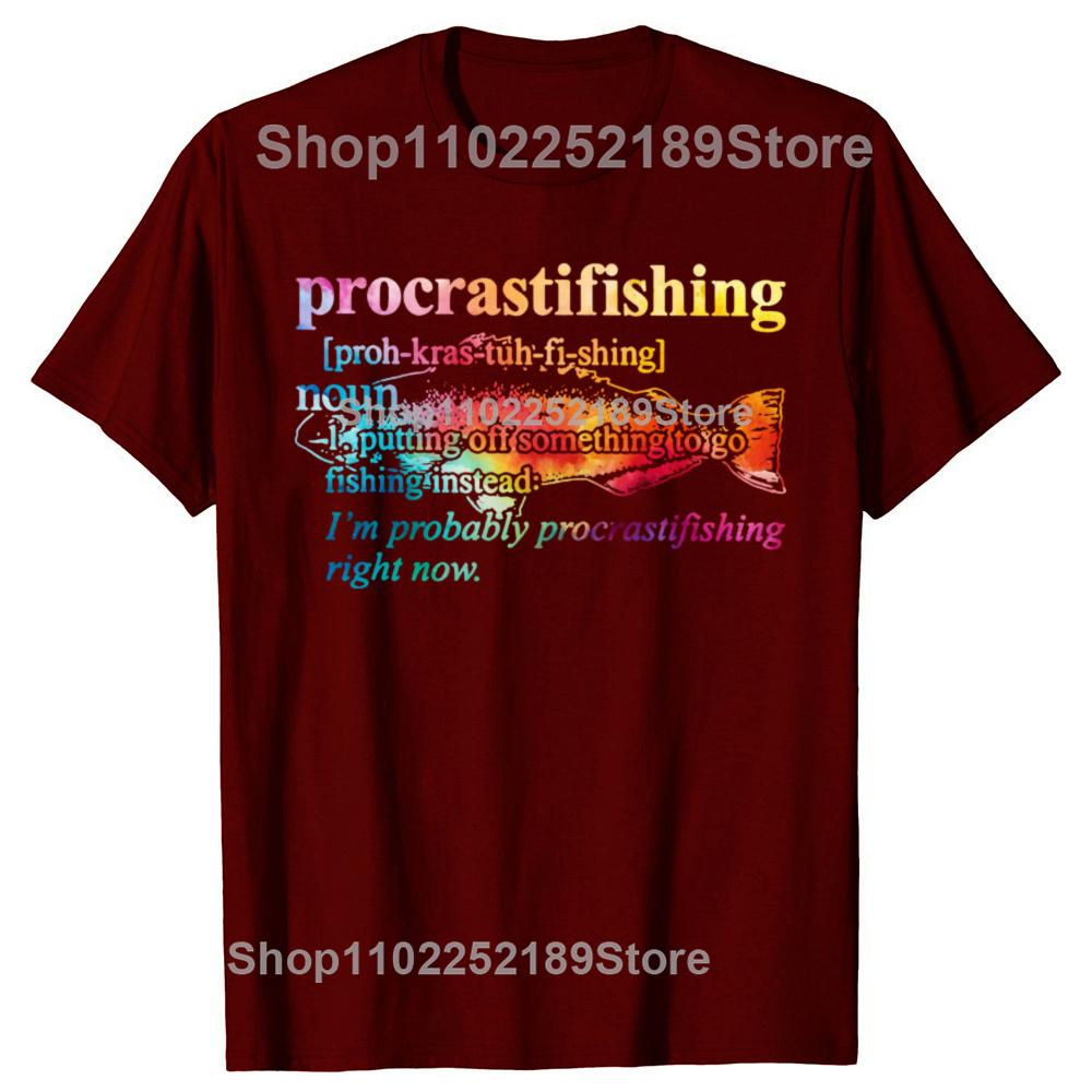 Procrastifishing T-Shirt Lustiges Angelgeschenk für Papa Opa Angler Fisch Grafik Bedrucktes T-Shirt Lässige Streetwear Mode T-Shirts