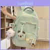 Simple Solid Color Letter Pattern Student Backpack With Pendant For Education