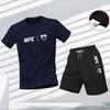 UFC Logo Unisex Sommer Schnelltrocknendes Kurzarm-T-Shirt und Shorts Set Laufen Sport Zweiteiliges Outfit