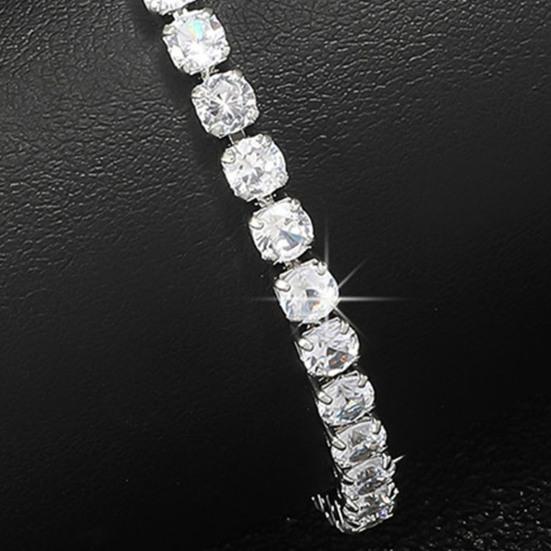 1/2Pcs Women Bracelet, Cubic Zirconia Inlaid Bracelet with Claw-Setting Technology, Adjustable Chain Wristband for Jewelry Gift