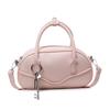 New textured portable bowling bag women's 2025 spring fashion simple shoulder messenger bag popular small square bag
