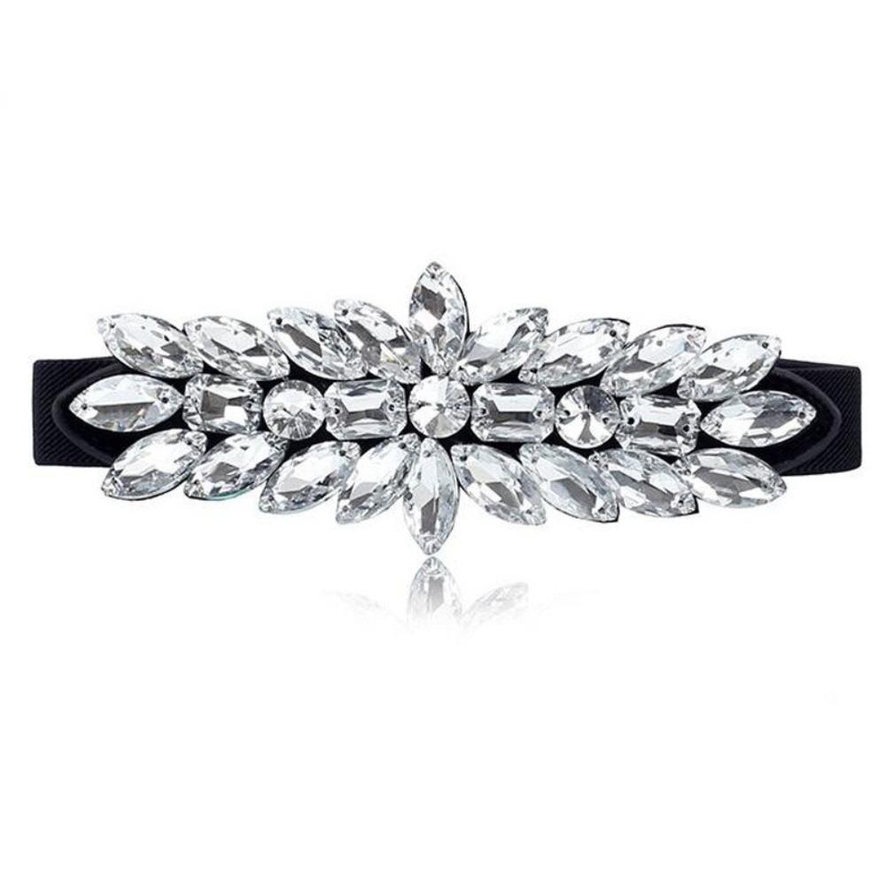 Large-Grain Crystal Stretch Waist Belt Rhinestone Waist Cincher Elastic Waist Belt  Wedding