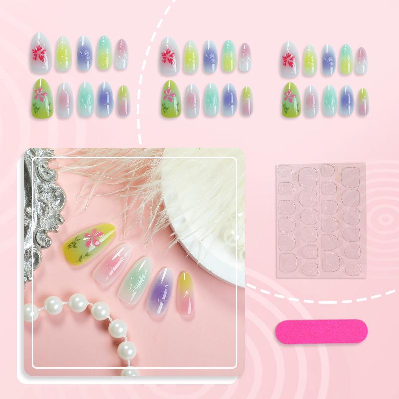 Gradient 3D Floral Wearable Nail Art Tips for Boutique Specialty Stores