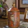Vintage Ceramic Storage Jars Kitchen Sugar Jar Tea Can Enamel Moisture-proof Tea Jar Storage Jar, Antique Household Ornament