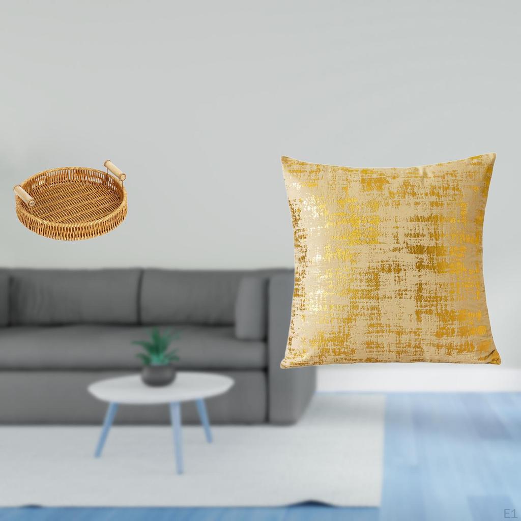 Elegant Woven Fruit Basket Snack Bowl And Decorative Throw Pillow Cover for Home Office Living Room