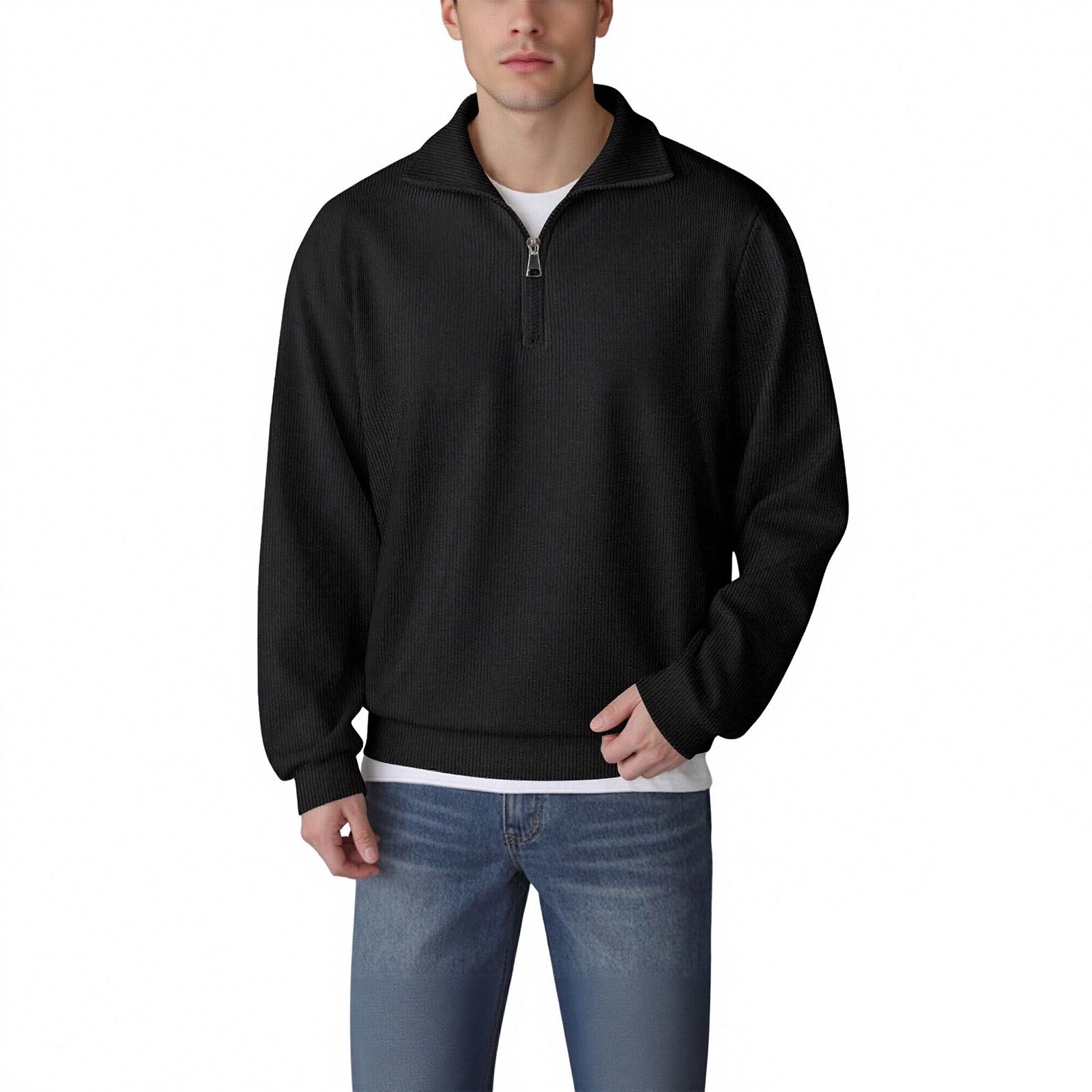 

Men s Loose Zipper Long Sleeved Corduroy Casual Sweatshirt XL чёрный