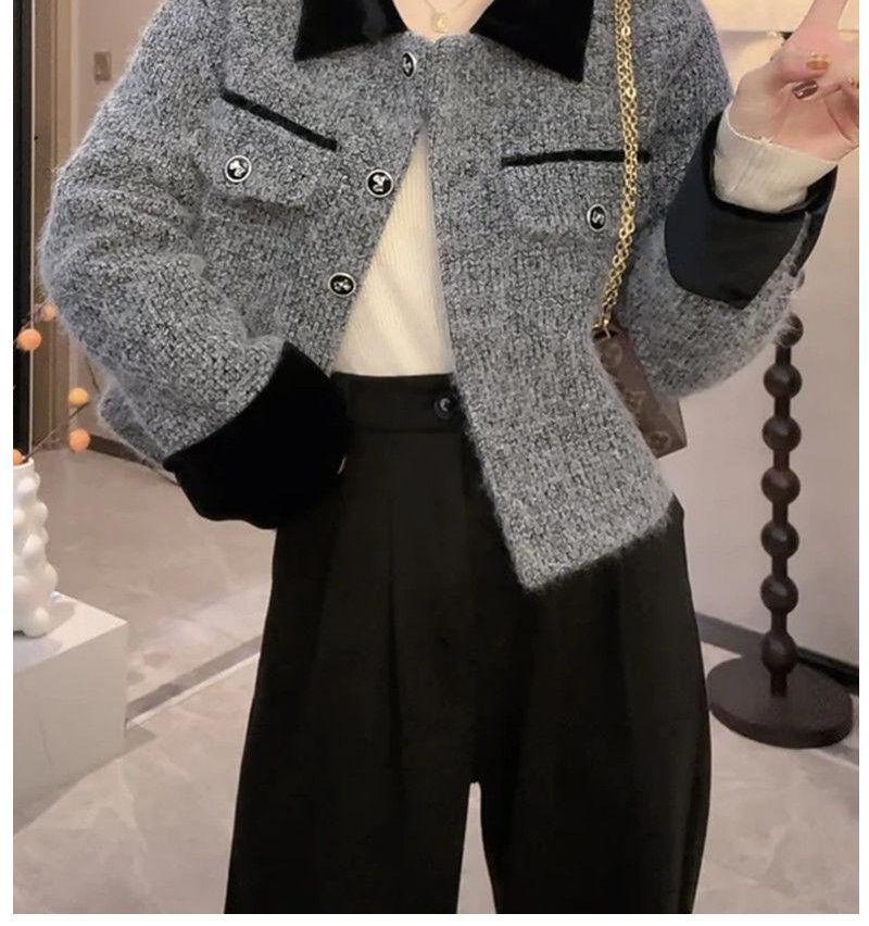 New French Petite Woolen Jacket - Autumn/Winter Collection, Stylish Lapel, Thickened Short Design