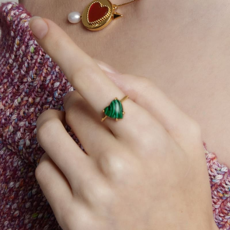 viollina Petite Heart Ring_Green
