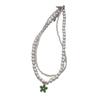 Y2K Style Double Layered-Pearl Clavicle Chain Flower Pendant Choker Necklace Fashion Jewelry Gift Dainty Beaded Necklace