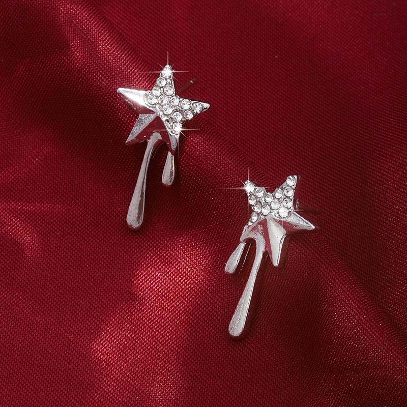 New Year s New Ins Niche Design Heart Lava Star Earrings Trendy Personality Elegant High-end Earrings for Women