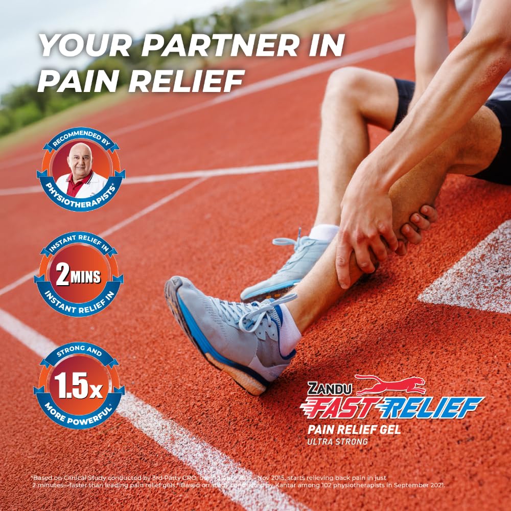 Zandu Fast Relief Gel 45ml Pain Relief for Back, Neck, Shoulder & Knee with Deep Penetration Formula