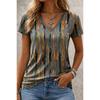 2025 Ethnic Women's T-Shirt Vintage Flower Graphics Fashion Short Sleeved V-Neck Regular