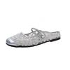 Fashion Summer Woman's Lace Slippers French Women Sandals Flat Shoes Fashion Street Style Casual Ladies Dress Shoes MaryJane Shoes Mujer