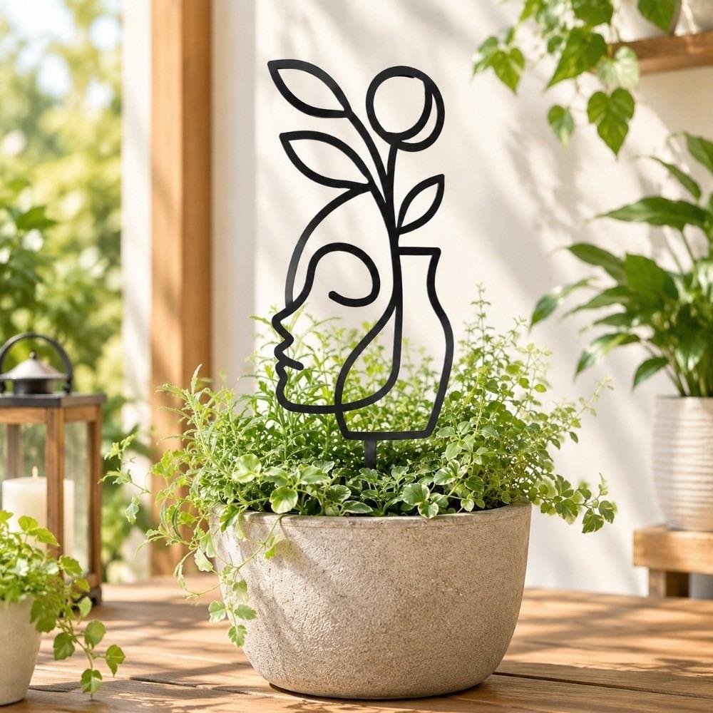 Abstract Figure Character Silhouette Plant Stand Moon Bird Garden Plant Trellis Indoor Plants