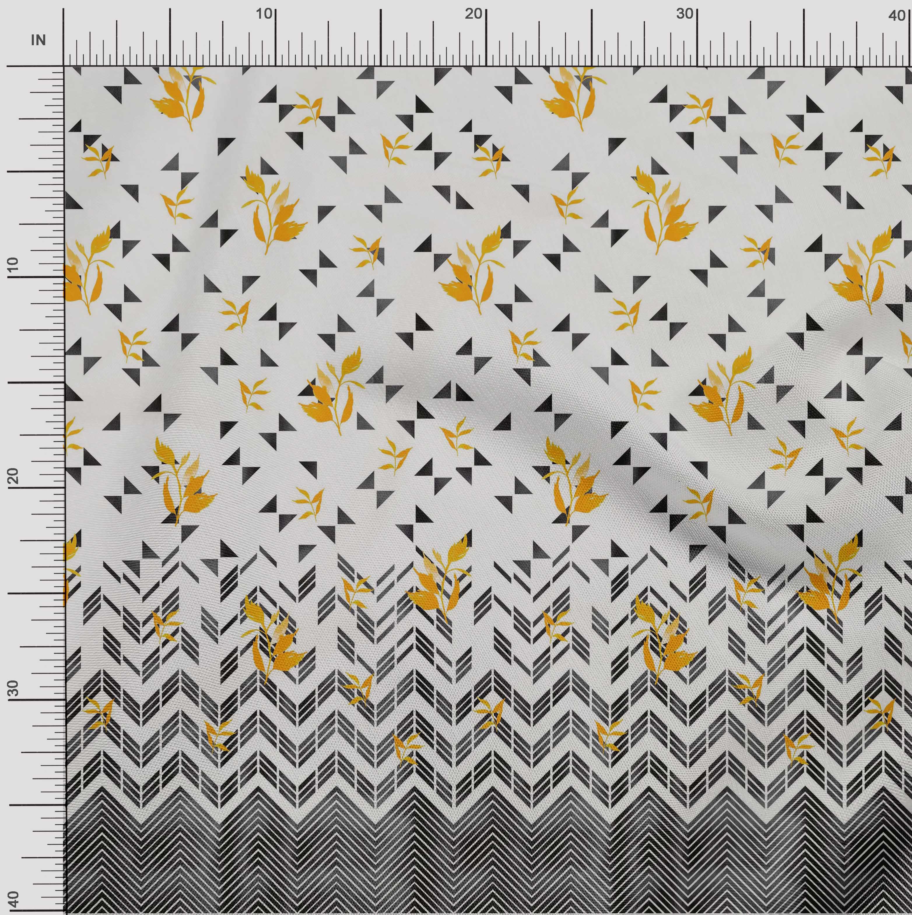 

oneOone Cotton Flex сірувато-блакитна тканина з листям шевронів і трикутних панелей для пошиття тканини для рукоділля з принтом у дворі 40 дюймів 42 Inch Wide - Viscose Chiffon білий