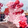 Bruiloft Verjaardag Babyborrel Geslachtsonthulling Decoraties Stofblauw Wit Ballonnenboog Slingerset
