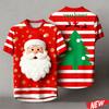 Red Stripes Cartoon Christmas Tshirt Men Women 3d Printing Merry Christmas Tee Shirts Tops 2026 New Year Short Sleeve T-shirt