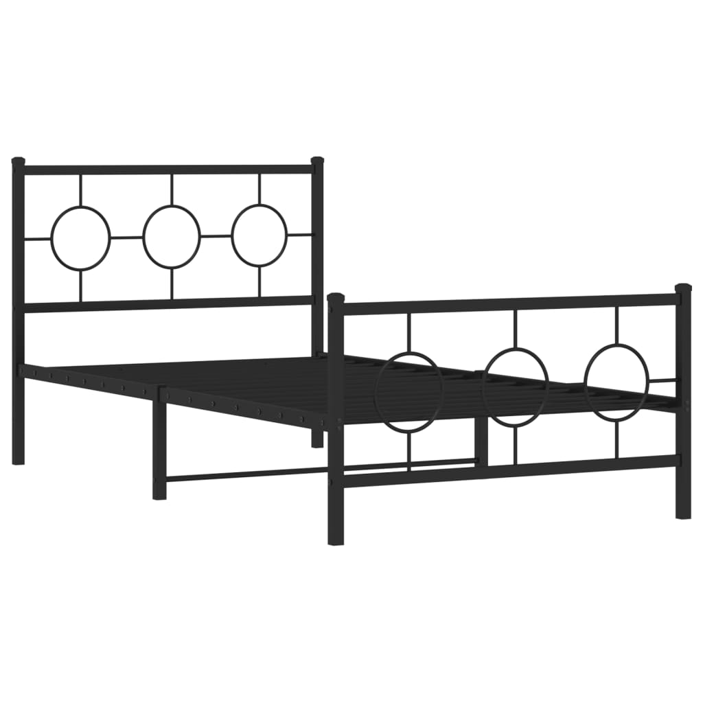 Vidaxl Struttura Letto in Metallo con Testiera e Pediera, Nera, 100X200cm