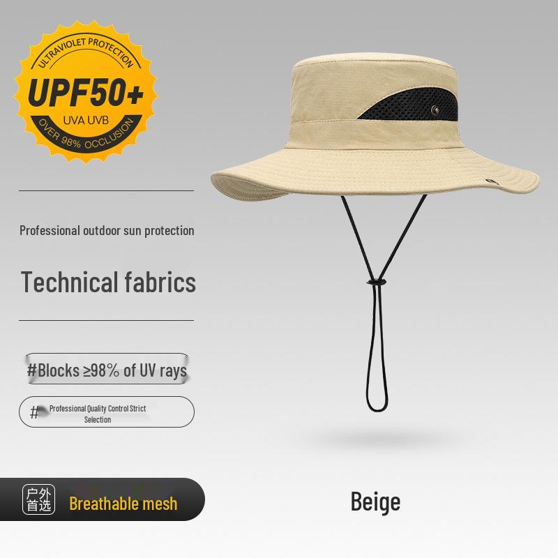 Men's UV Protection Wide Brim Waterproof Sun Hat for Fishing, Hiking, and Outdoor Activities