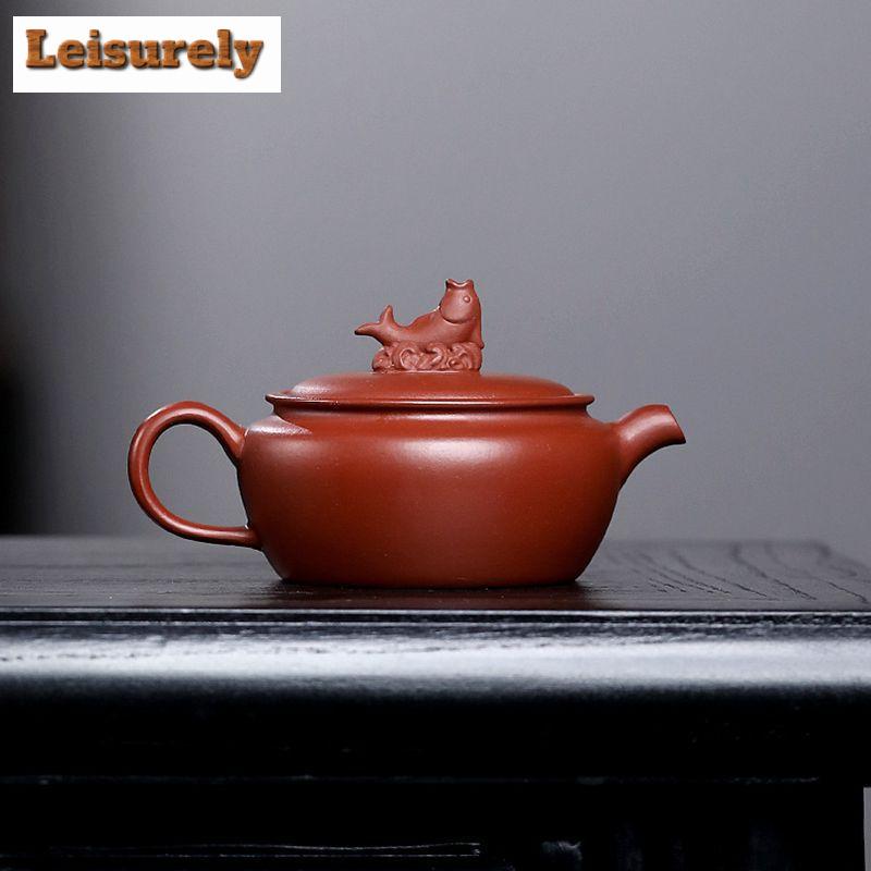 100ml Classic Yixing Purple Clay Teapots Handmade Fish Lid Pot Raw Ore Dahongpao Mud Tea Soaking Kettle Chinese Zisha Tea Set