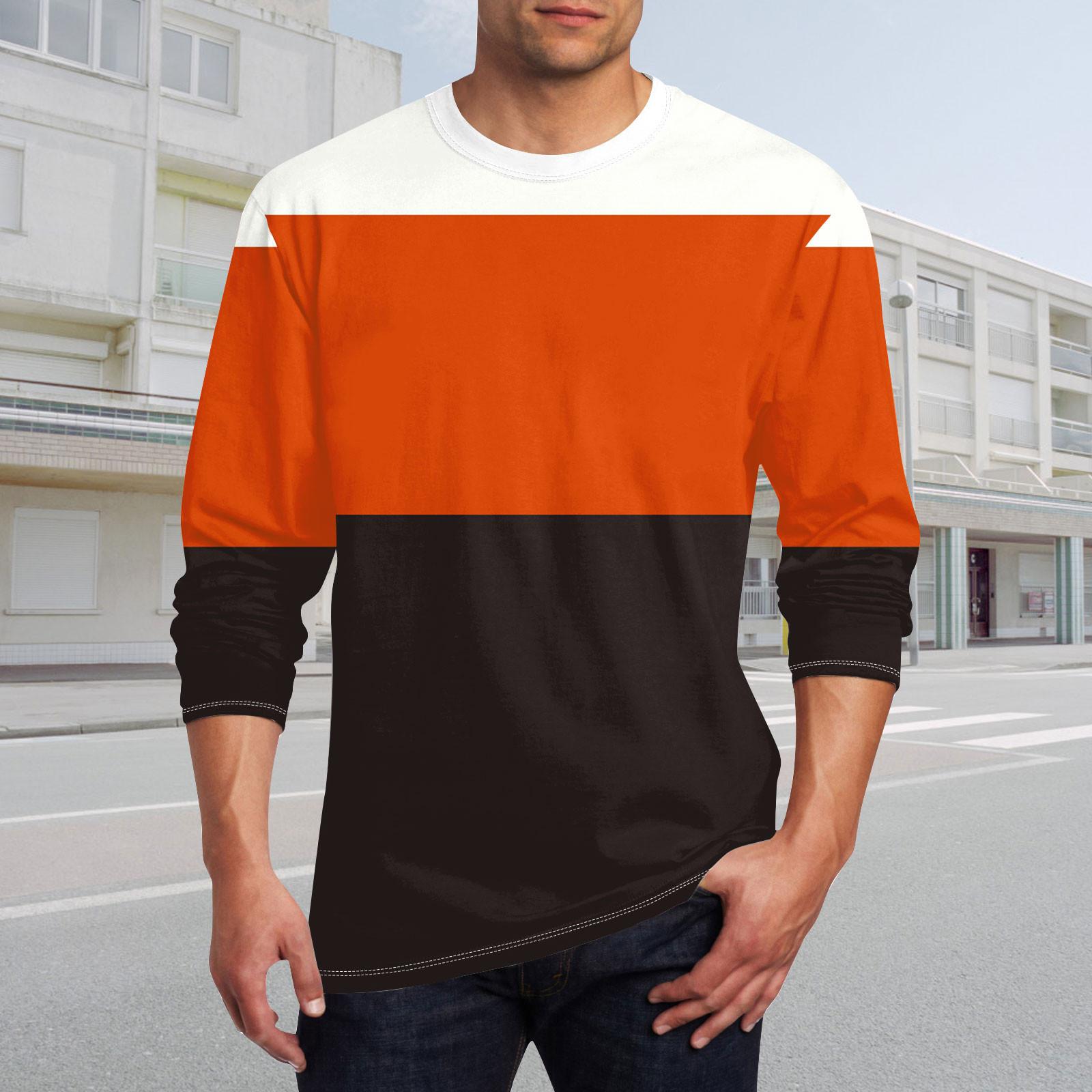 Муж. Футболка Круглый вырез Одежда Одежда На открытом воздухе Длинный рукав С принтом — фото 5