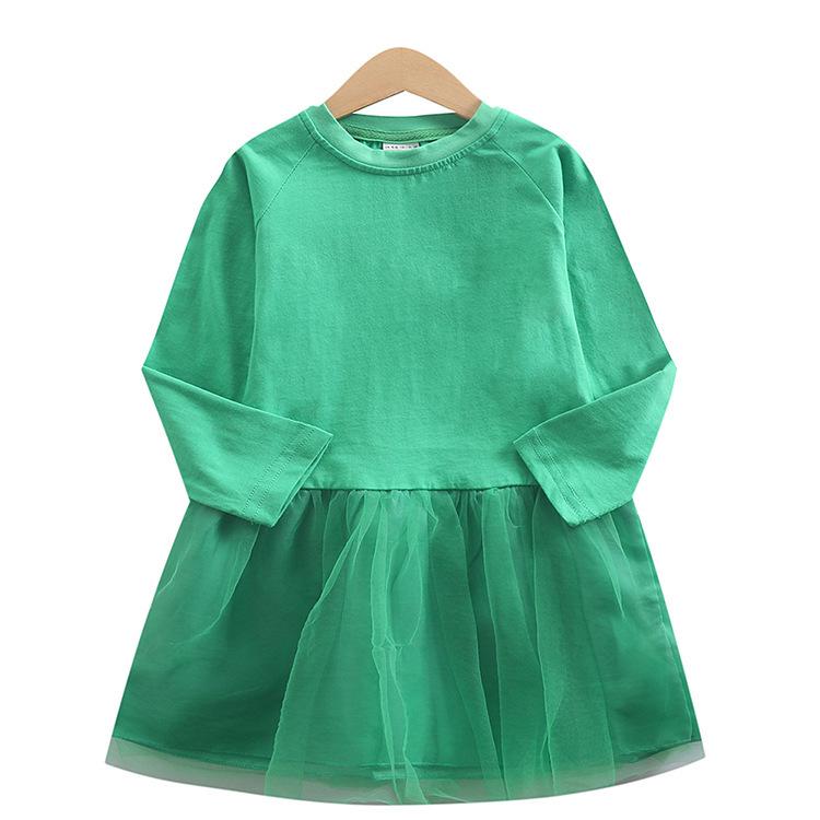 Stylish Spring & Autumn Long-Sleeved Dresses for Girls with Custom Mesh Skirts