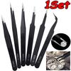 6Pcs/set Stainless Steel Anti-static ESD Tweezers Professional Precision Tweezers Set Industrial Precision Repair Tools