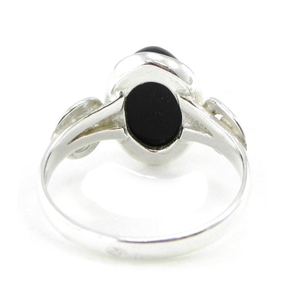 Handmade Silver Ring 'Jet Black Goddess' Black Silver (rhodium) - 13x8 Mm