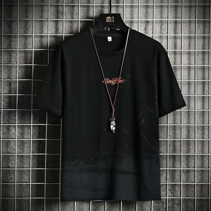 Men's 2024 Short Sleeve Loose Crew Neck T-shirt - Hong Kong Style Summer Trend