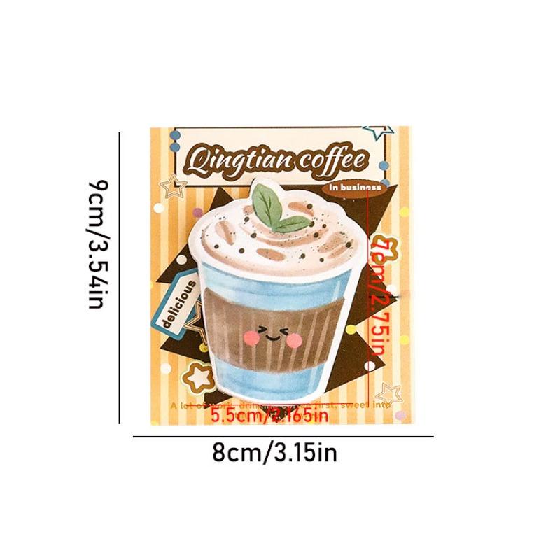 24Pcs Office School Supplies Cute Milk Tea Coffee Cute Heart Pocket Decoration Note Student Can Tear Off Message Notes