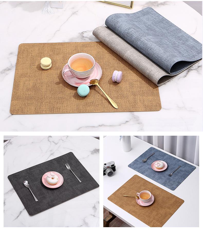 4-piece faux leather placemats that can be wiped, heat-resistant, waterproof, washable, PU placemats that are easy to clean and