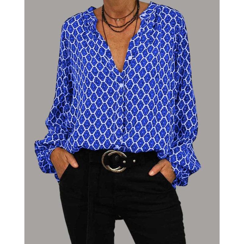 JPNTKYWomen's Fashion Casual Solid Color Print Long Sleeve Blouses & Shirts