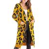 Women's Casual Loose Leopard Print Mid-length Knitted Sweater Jacket