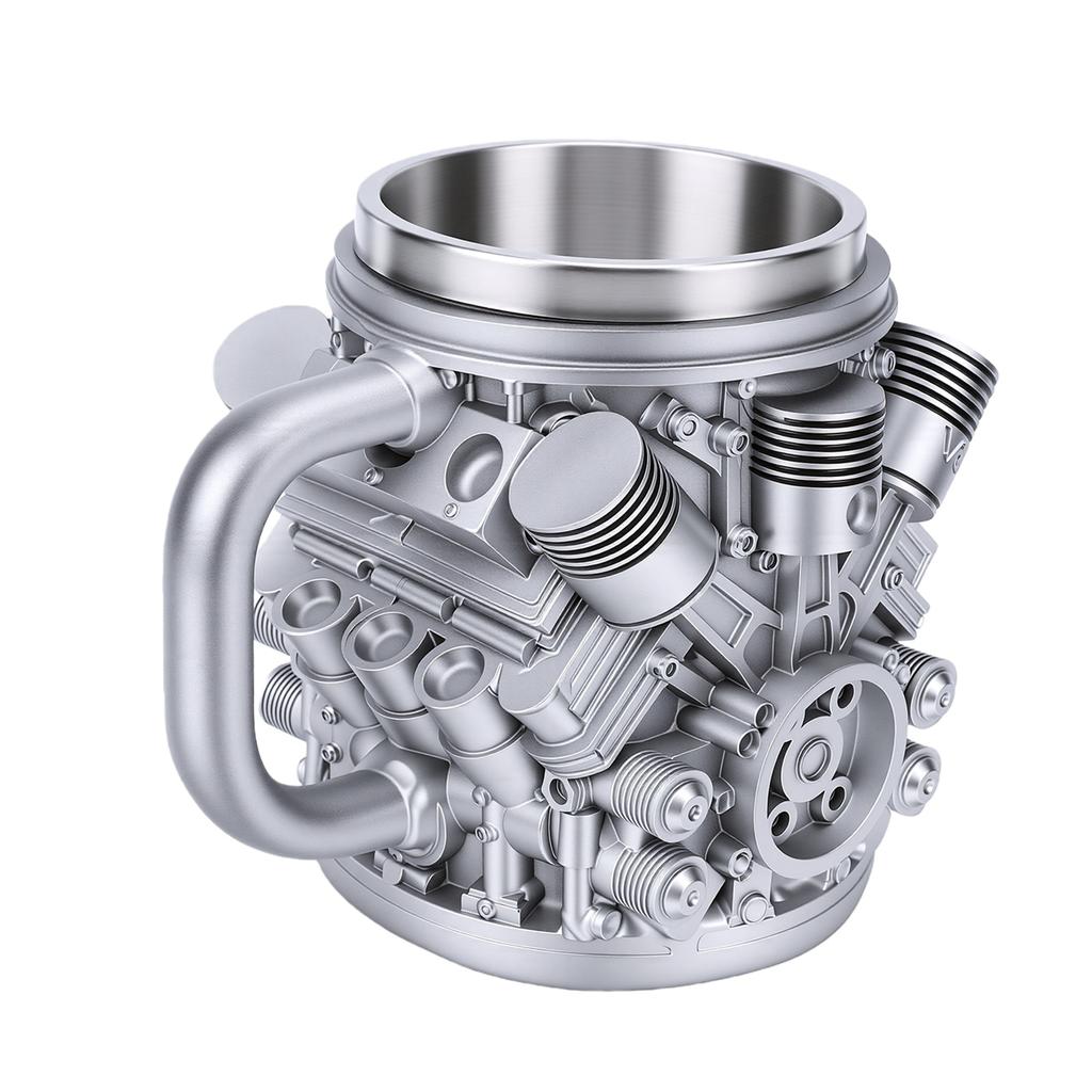 Coffee Mug Reusable Resin Stainless Steel Engine Coffee Cup with Ergonomic Handle for Present