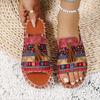 Fashion Women 2025 Summer Tassels Decor Beach Slippers New Bohemia Style Print Flat Sandals Outdoor Elegant Slippers Women Slides Women