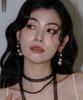 Reve Black Dot Lace Scarf & Onyx Necklace [3-Way]