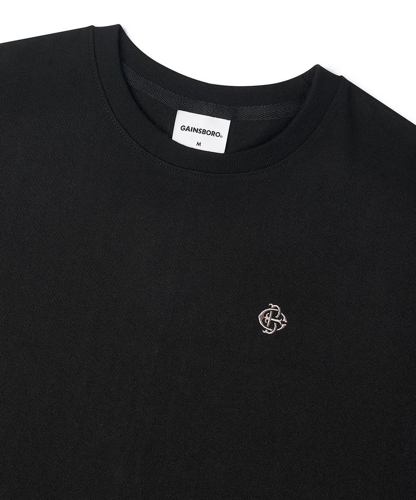 GAINSBORO Serif Baseball Logo Cutout Long Sleeve_Black