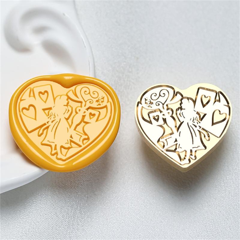 Heart Series Sealing Wax Stamp Head Heart Shaped Wax Seal Stamp for Envelopes Wedding Invitation Decorations Brass