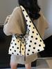 Women's Polka Dot Tote Bag Fashion Casual Large Capacity Shoulder Bags 2025 New Patchwork Underarm Pock Bow Commuter Handbags