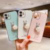 Galvanisierte Hasen-iPhone-Hülle mit Strasssteinen - Passend für iPhone 12/13/14 Pro, iPhone XR, 7 Plus und Apple Phone 17.