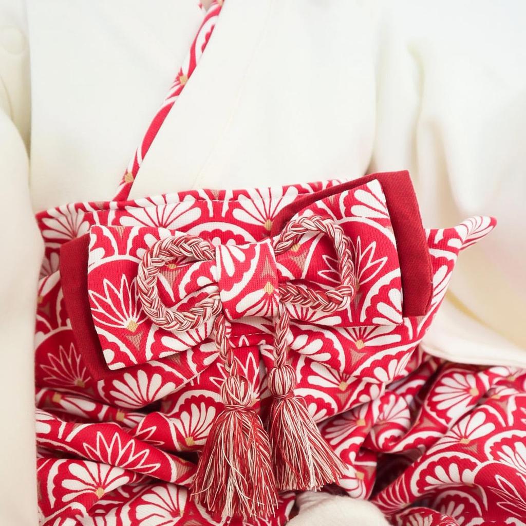 Mocmof Baby Hakama Romper, Short Sleeve Kimono for Girls, Open-Front, Red, Size 80, 622-356609