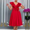 Women's V-neck Ruffled Floral Fashion Party Dress