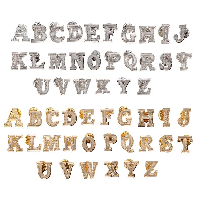 2Pcs New Metal Initial A To Z Pin 26 English Letter Pins Brooches Suit Shirt Badge Lapel Pin Fashion Jewelry For Men Women