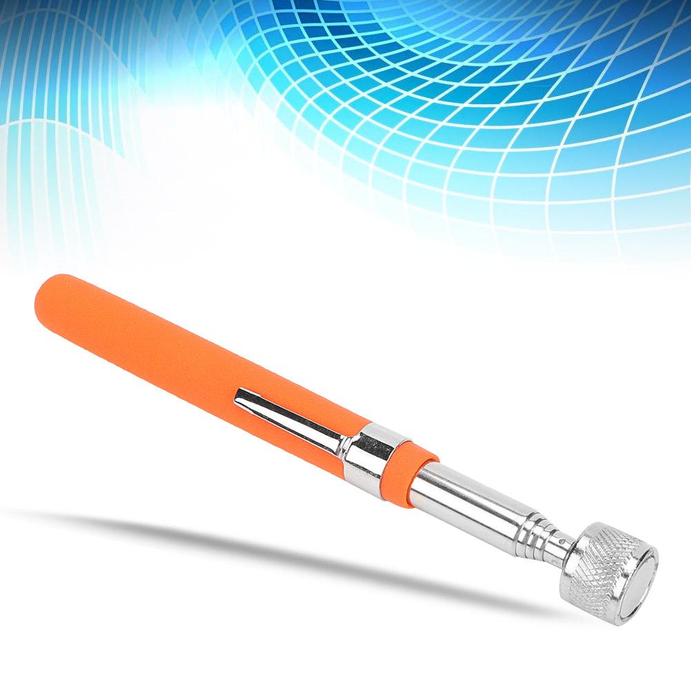 Non slip Magnetic Telescopic Retractable Pickup Stick Pick up Tool with LED Light Orange