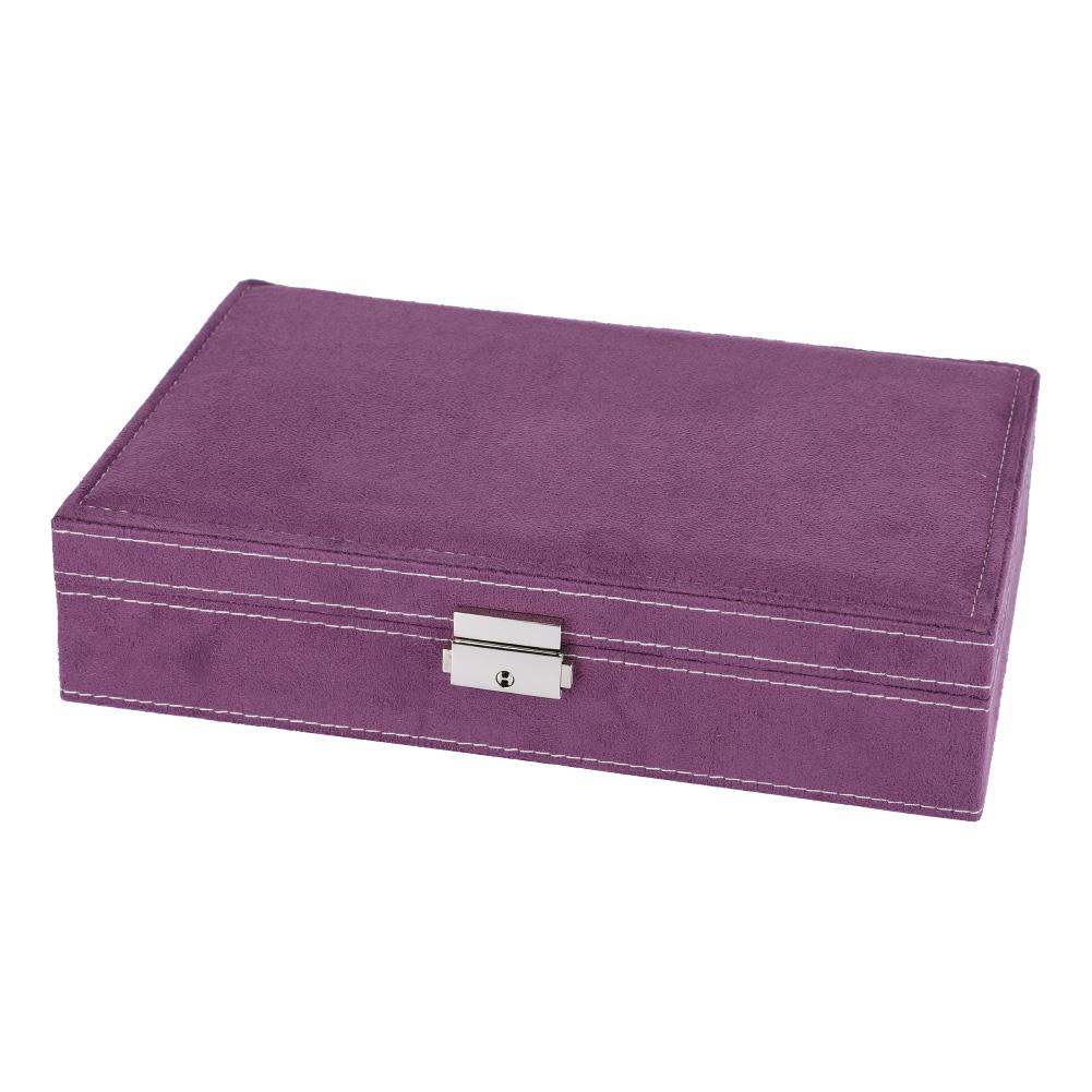 High Capacity Jewelry Earrings Rings Bracelet Necklace Box Organizer Storage (Purple)